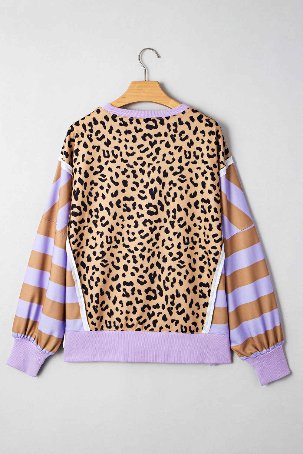 Threaded Pear Women's Olivia Stripe Leopard Casual Sweatshirt