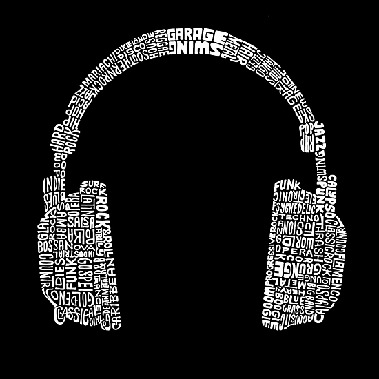LA Pop Art Men's Premium Blend Word Art T-Shirt - Headphones