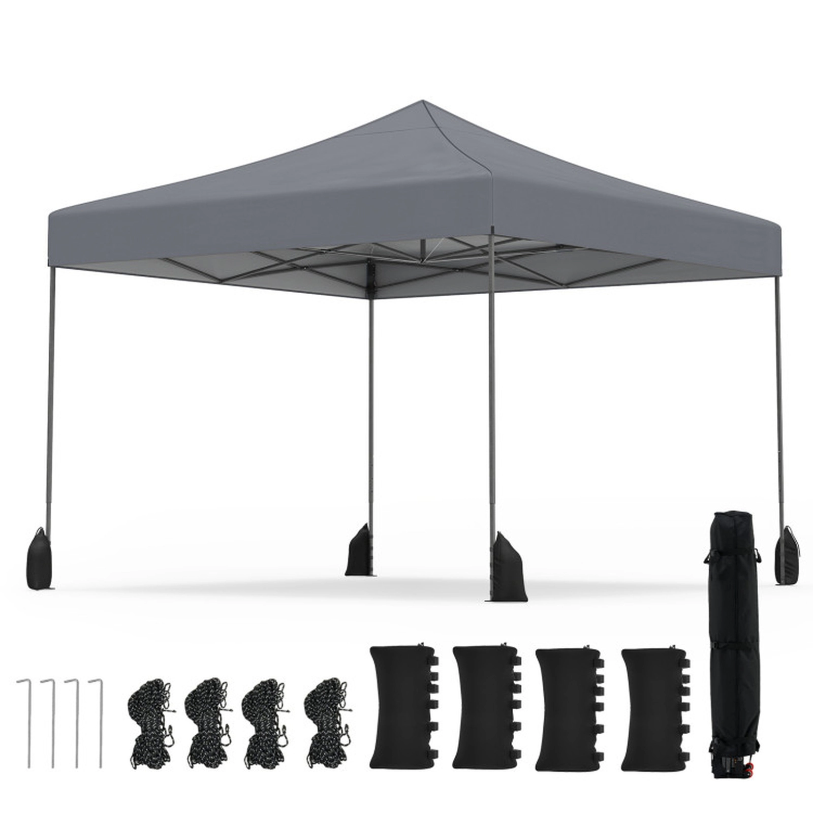 SUGIFT Gray 9.5-ft by 9.5-ft 4-Position UPF50+ Silver-Coated 420D Pop Up Canopy Tent with Wheeled Bag