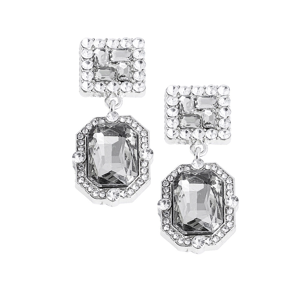 SOHI Women's Silver Crystal Drop Earrings