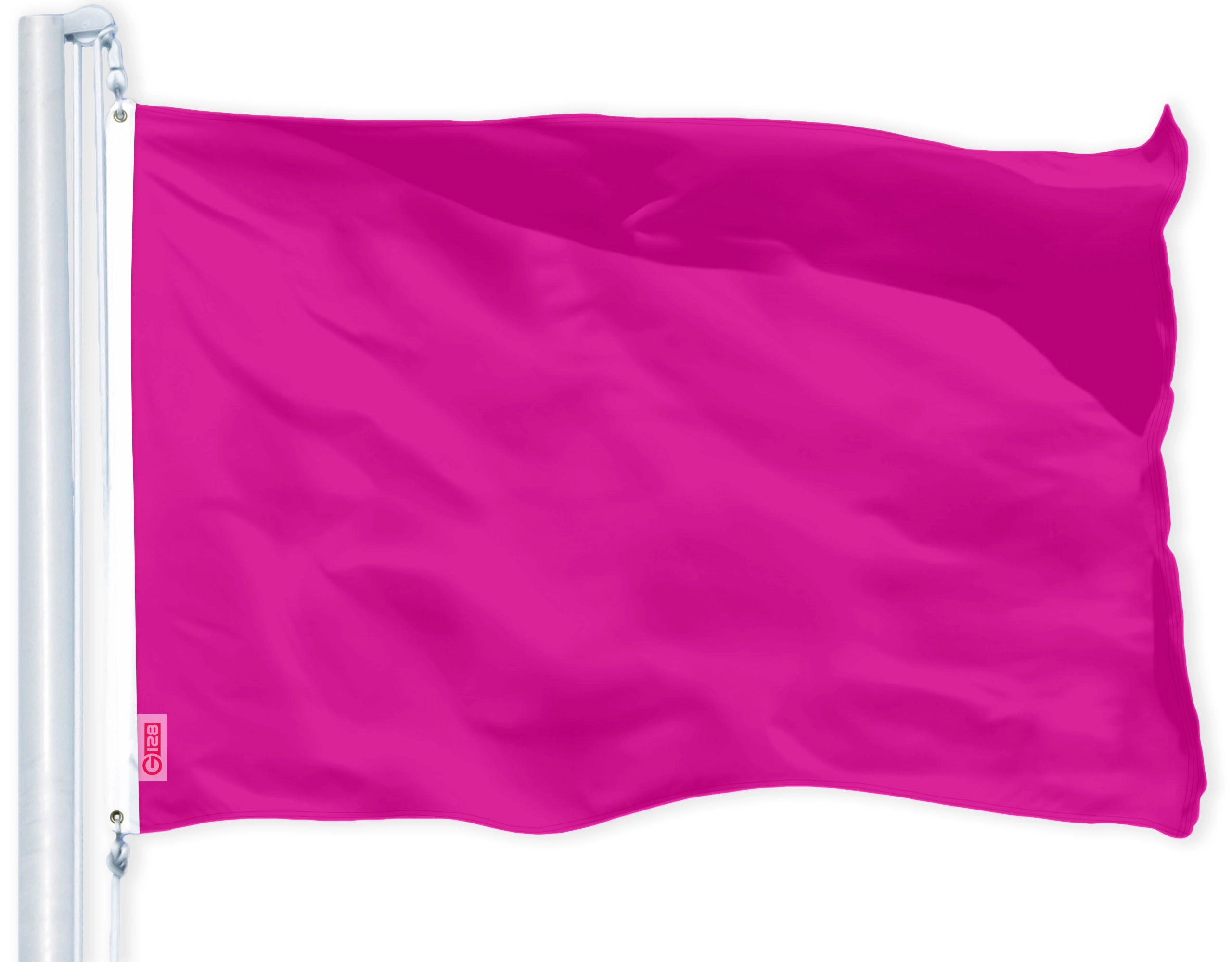 G128 Solid Pink Flag 2.5x4 ft - 150D Heavyweight Polyester, Dye-Sublimated, Brass Grommets