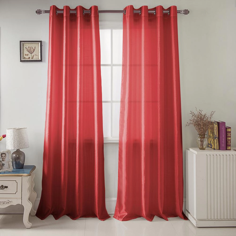 RT Designers Collection Nancy Faux Silk Grommet Curtain Panel 54" x 84" Red