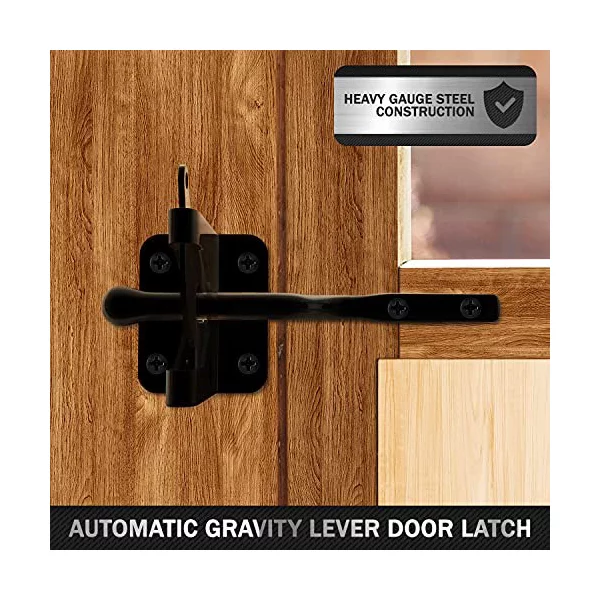 Sperric Automatic self Locking gate Latch for Wooden Fence, gate, Door, Metal Gravity Lever