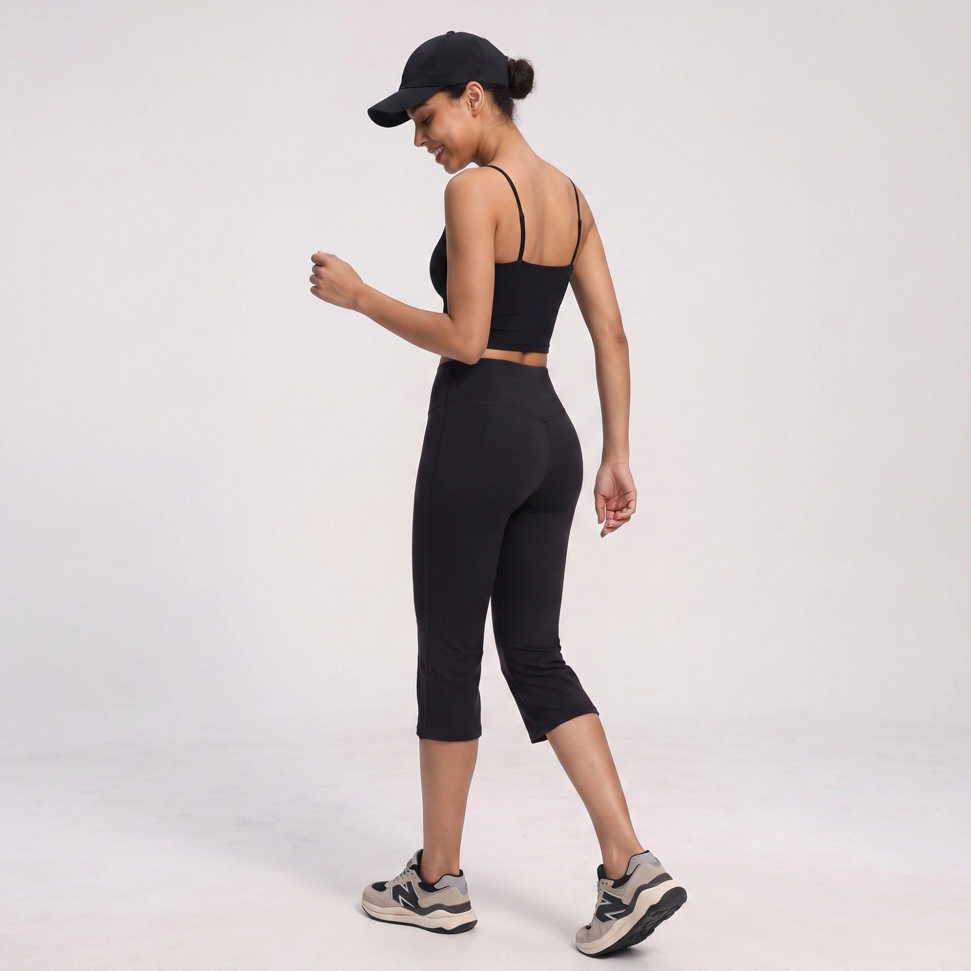 Anna-Kaci Women's High-Waist Cropped Flare Yoga Pants Fitted Capri Workout Leggings