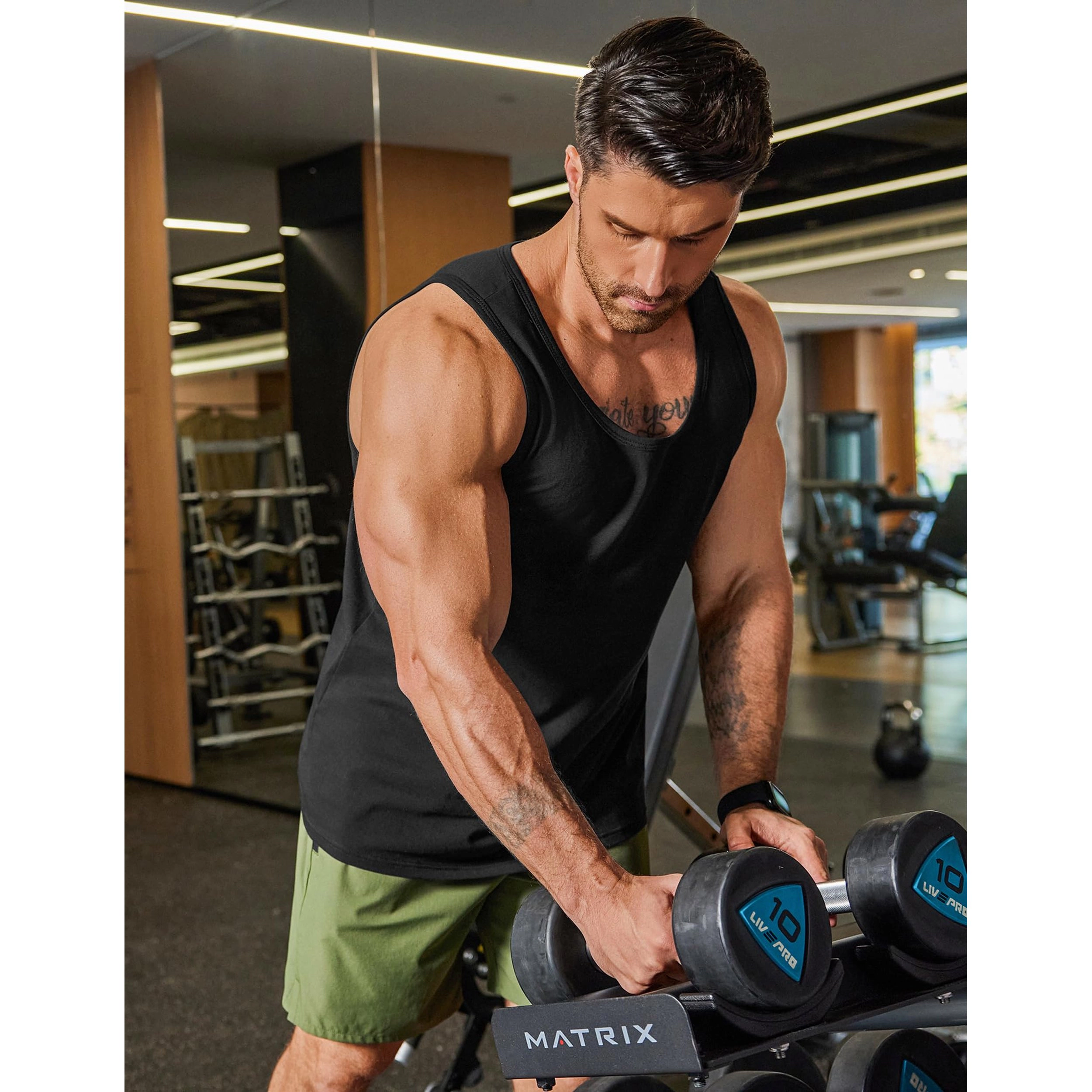 COOFANDY Men's Regular Fit Scoop Neck Sleeveless Gym Training Tank Top