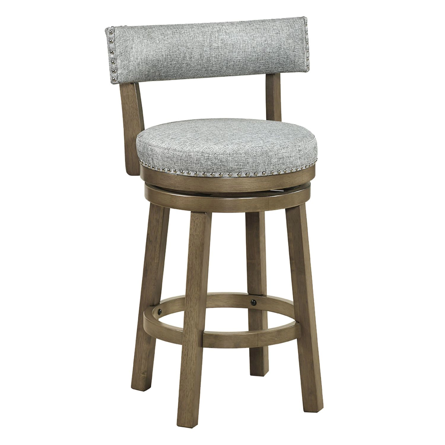 SlickBlue 27 in Swivel Counter Stools with Backrest, Gray Upholstered