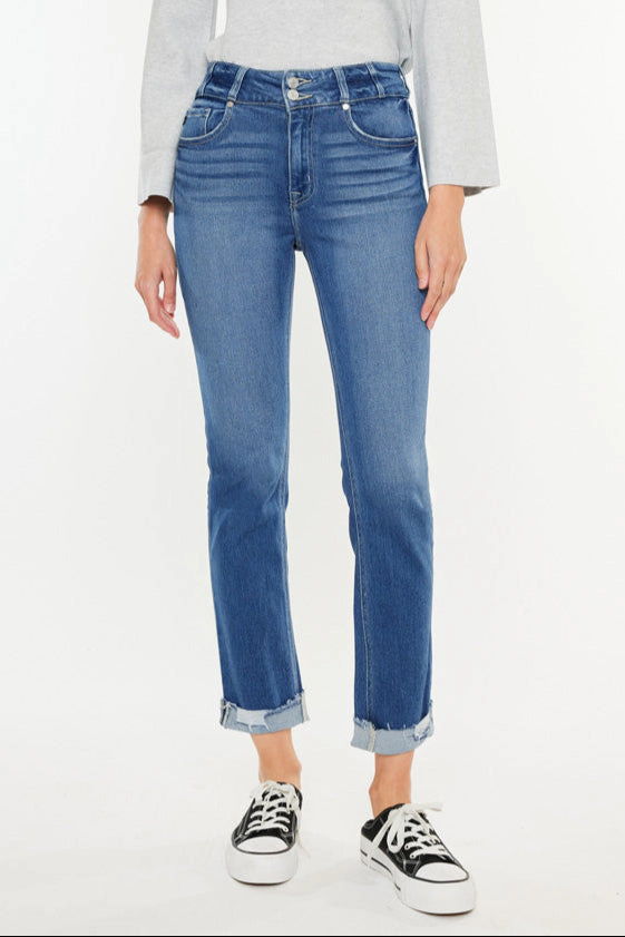 KanCan Women's Plus Essentials High Rise Slim Straight Leg Jeans Esme