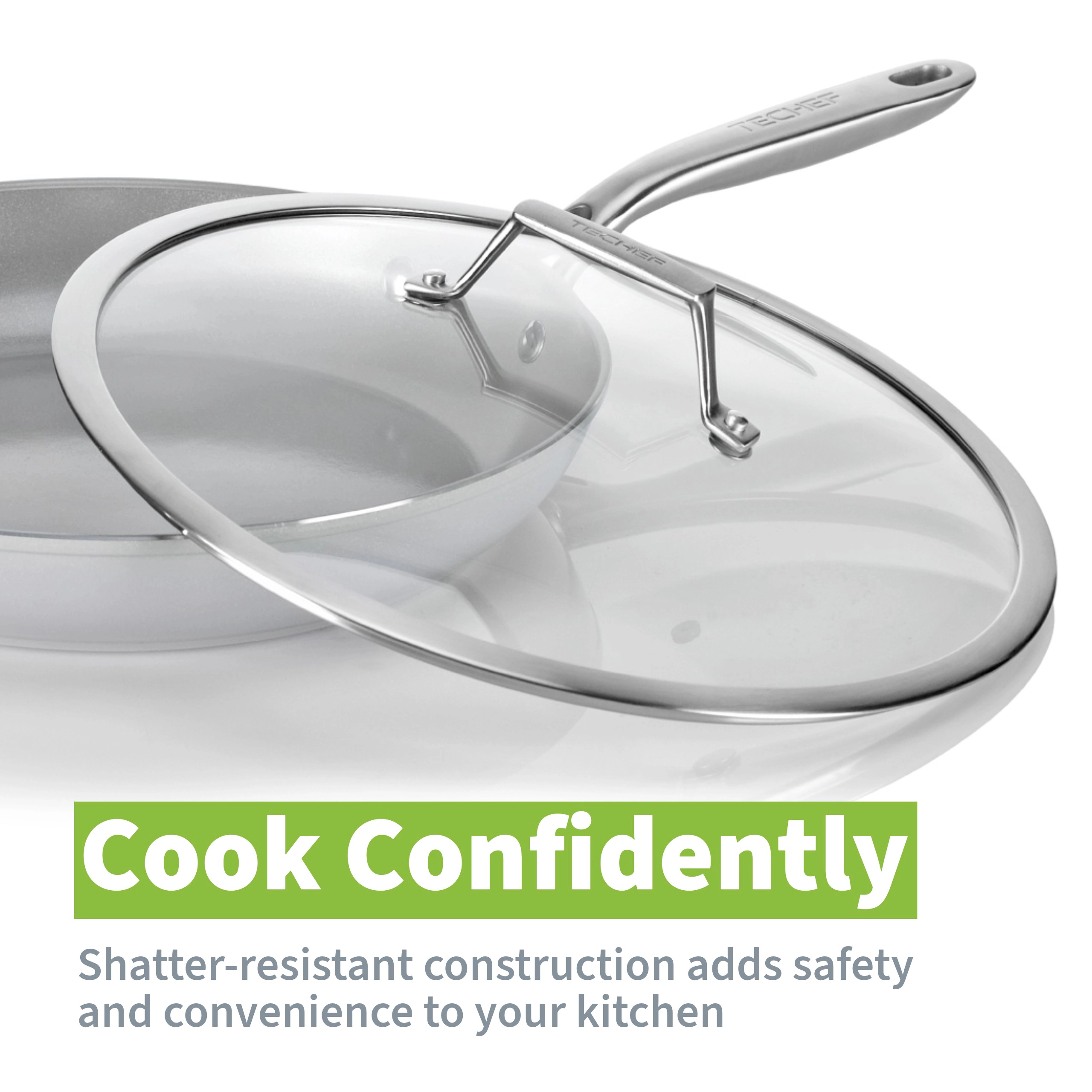TECHEF 12 Inch Tempered Glass Lid - Stainless Steel Handle