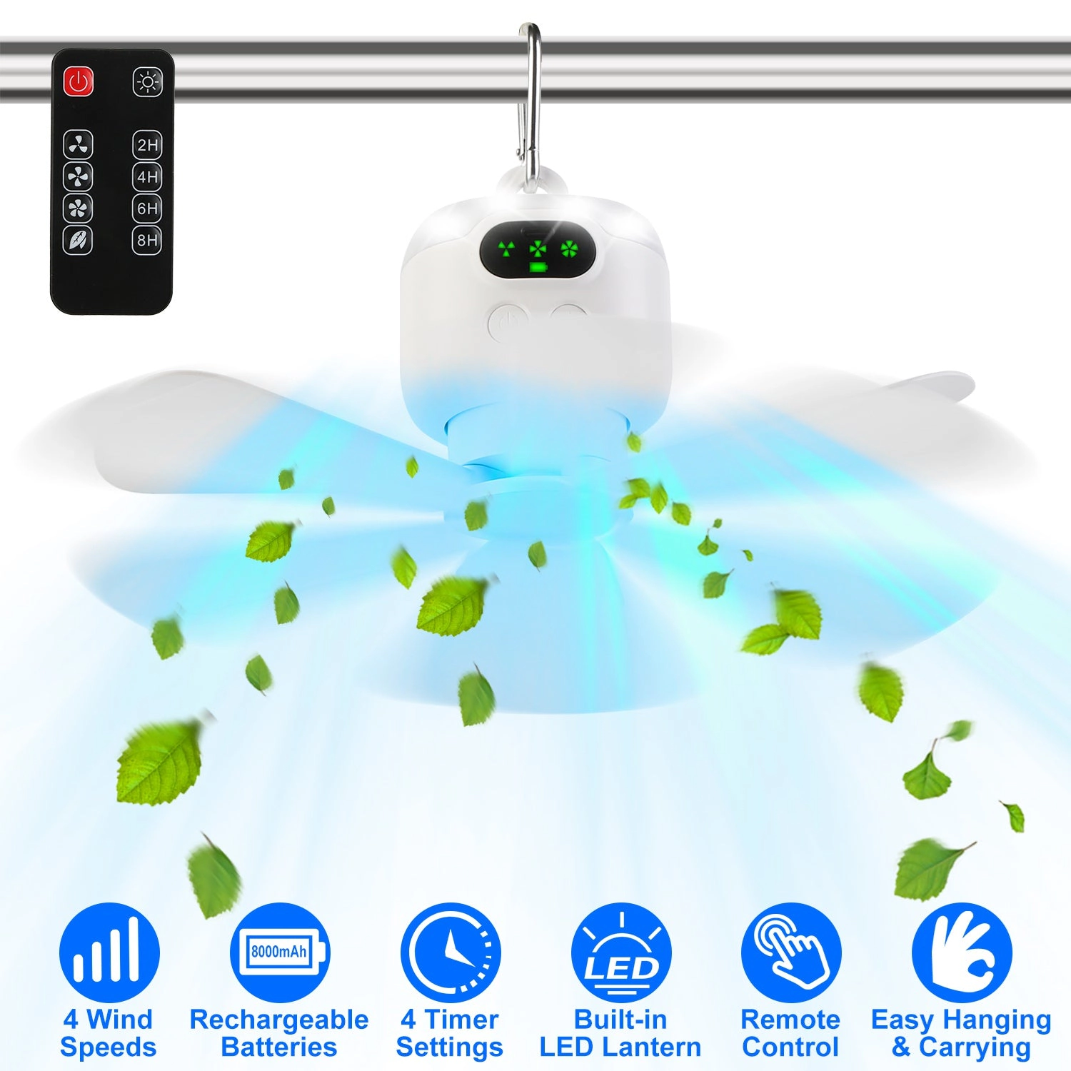 GBruno 2-in-1 Camping Fan With LED Lantern