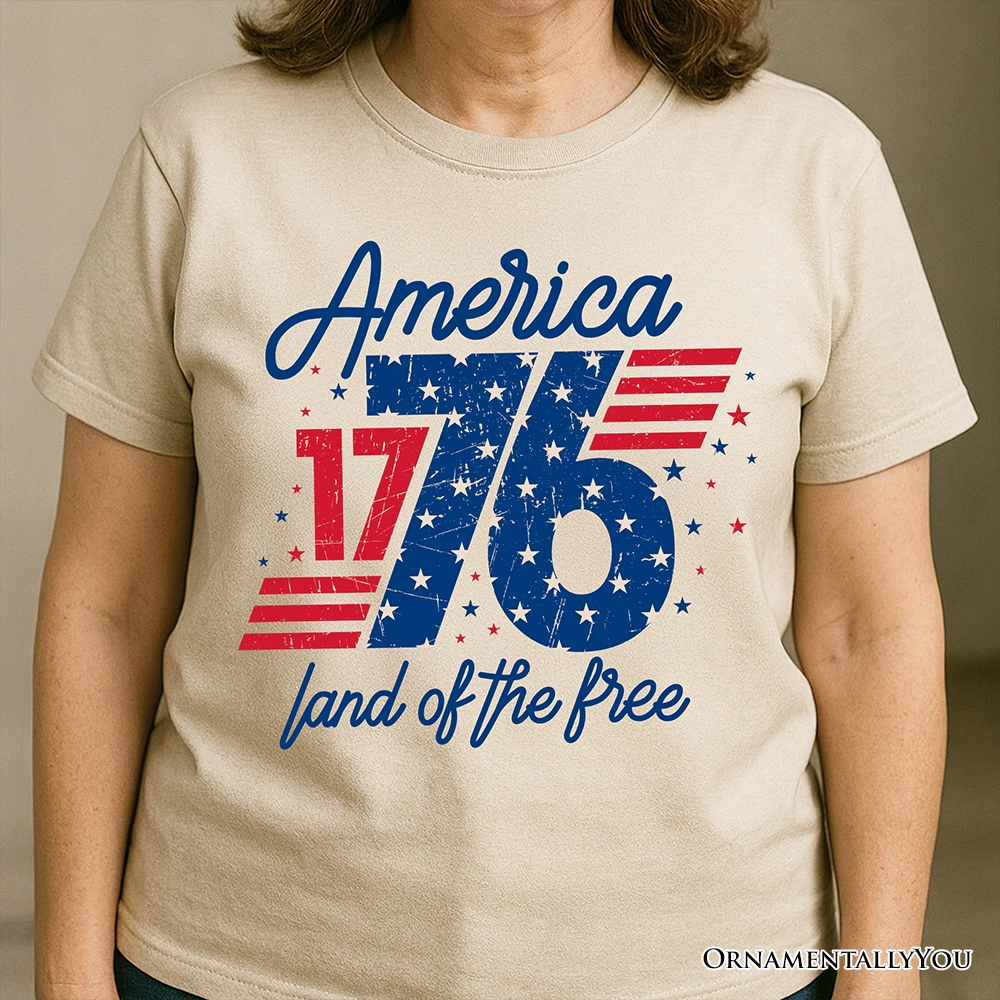 OrnamentallyYou Unisex America 1776 Land Of The Free 4th July T-Shirt