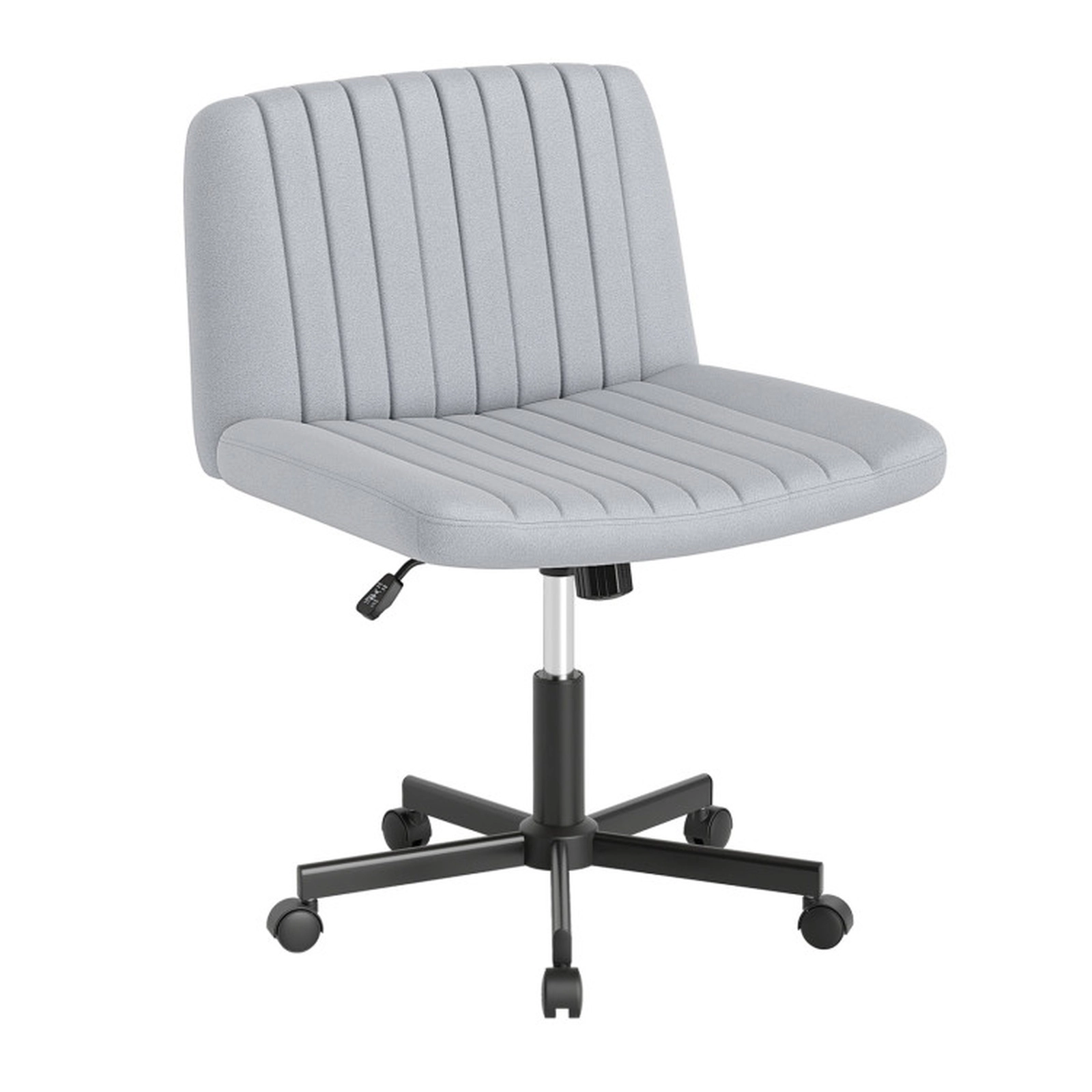 SUGIFT 350-lb Capacity Gray Armless Criss Cross Legged Swivel Desk Chair with Wheels and Wide Linen Seat