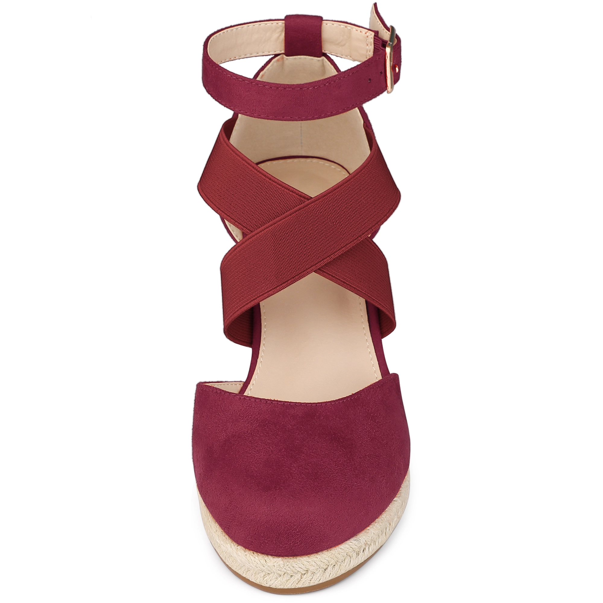 BLISSFUL STEP Women's Closed Toe Espadrilles Wedge Ankle Strap Sandals