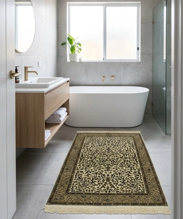 Magic Rugs 2'7 X 3'11 Hand Knotted Cream & Brown Floral Kirman Wool Rug