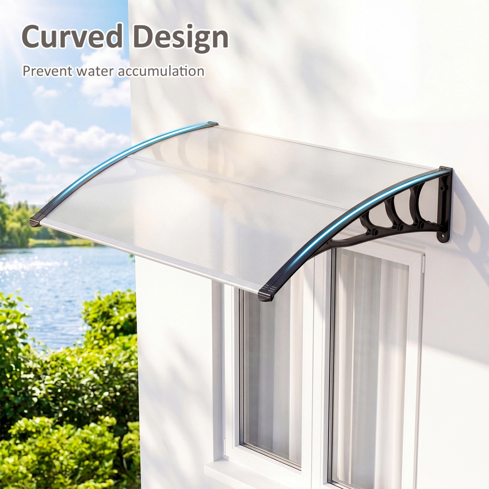 SUGIFT Black 39 x 30 Inch Exterior Outdoor Window Awning Door Canopy