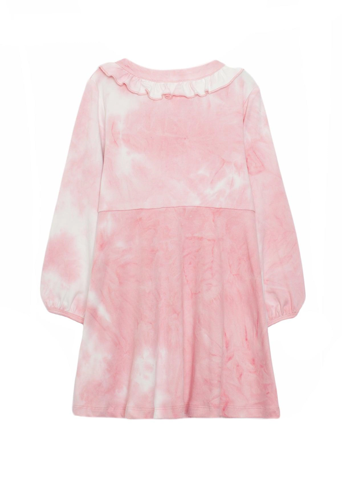 Mabel and Honey Pink Tie-Dye Ruffle Knit Dress for Girls