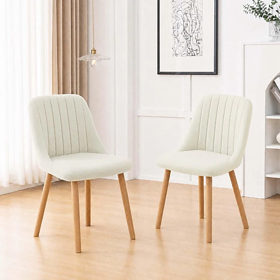 BebreezChic Upholstered Fabric Dining Chairs Set of 2,WHITE, Color