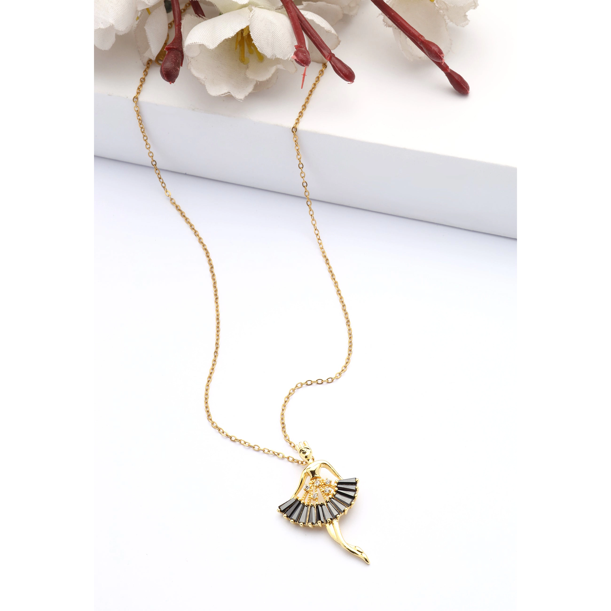 AGP PARIS Womens Golden Ballerina Grace Pendant Necklace