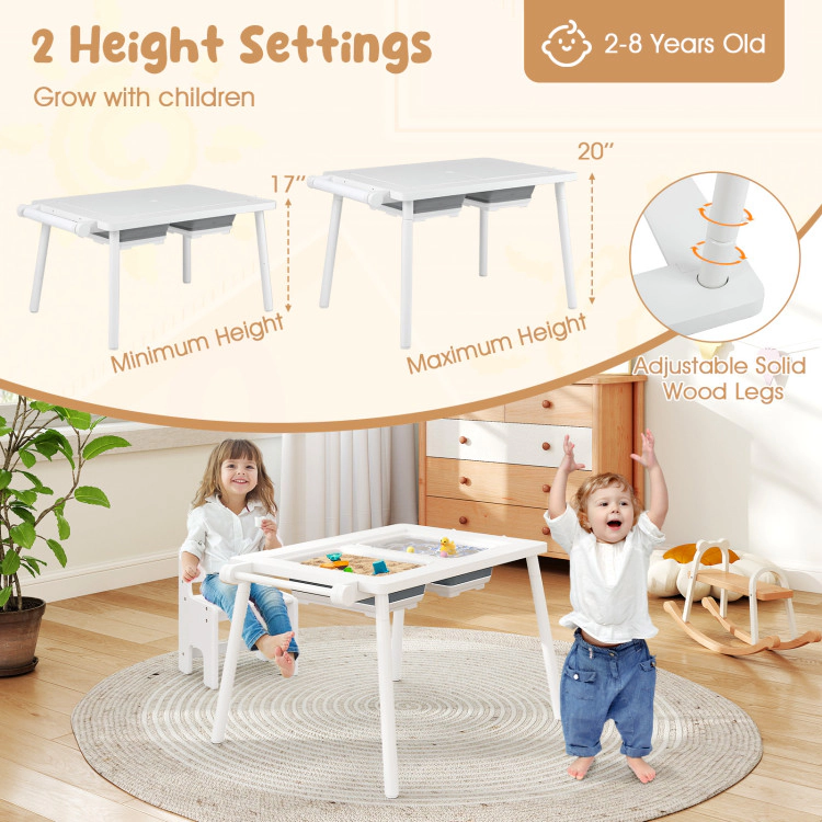 Hivvago Sensory Table And Chair Set For Kids 2-8 With Foldable Bins