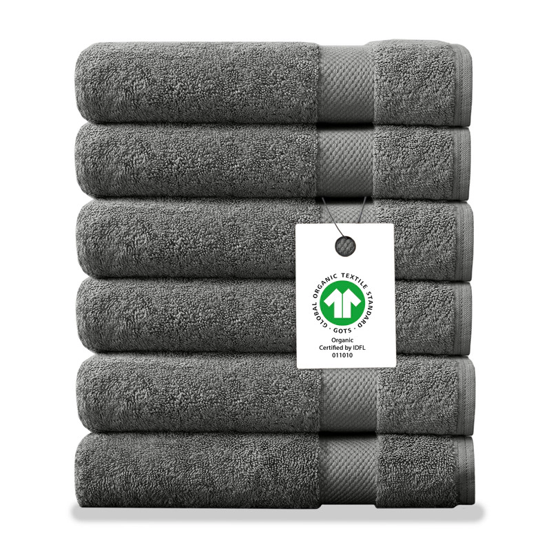 Delara Organic Cotton Luxuriously Plush Washcloths Pack of 6 GOTS and OEKO-TEX Certified Premium Hotel Quality Towels