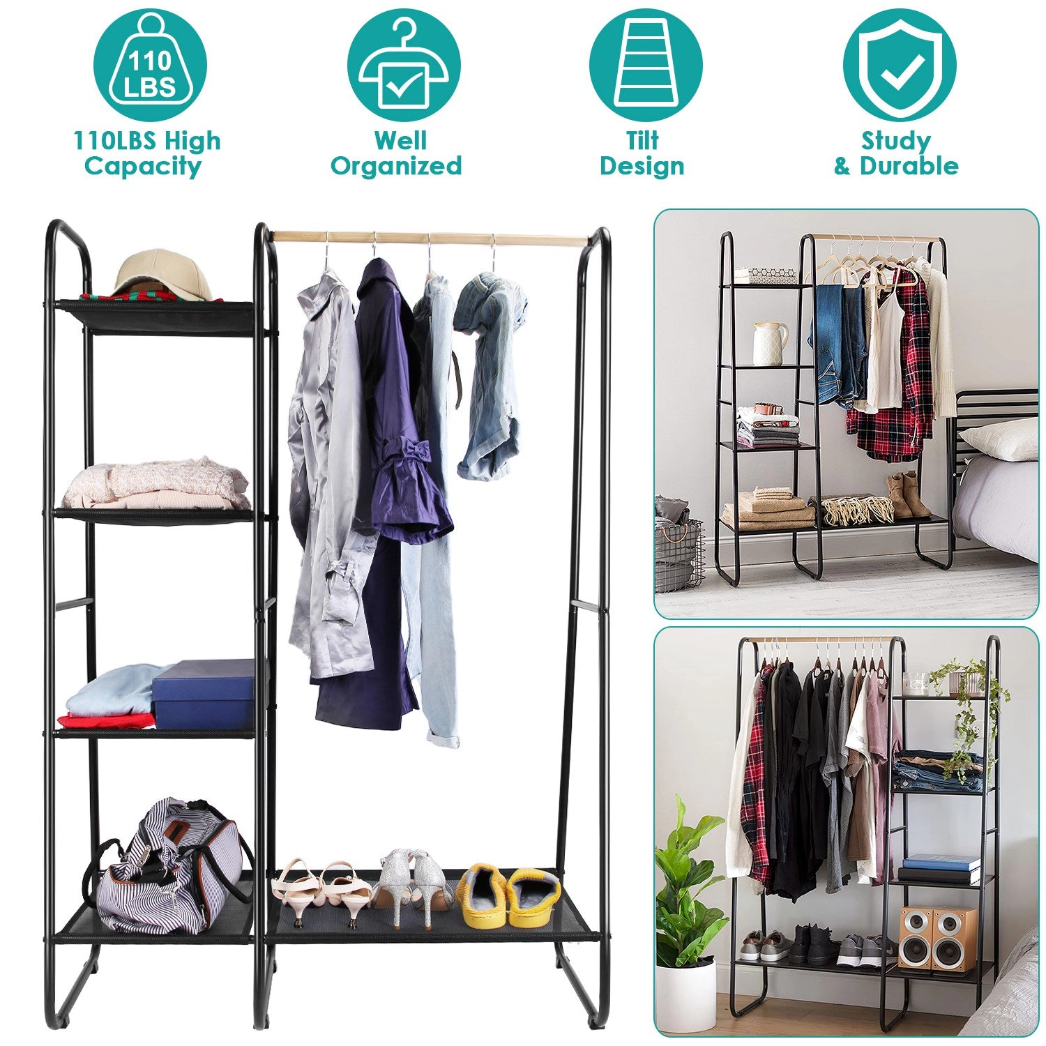 NEW Home Unisex Metal Freestanding Garment Rack