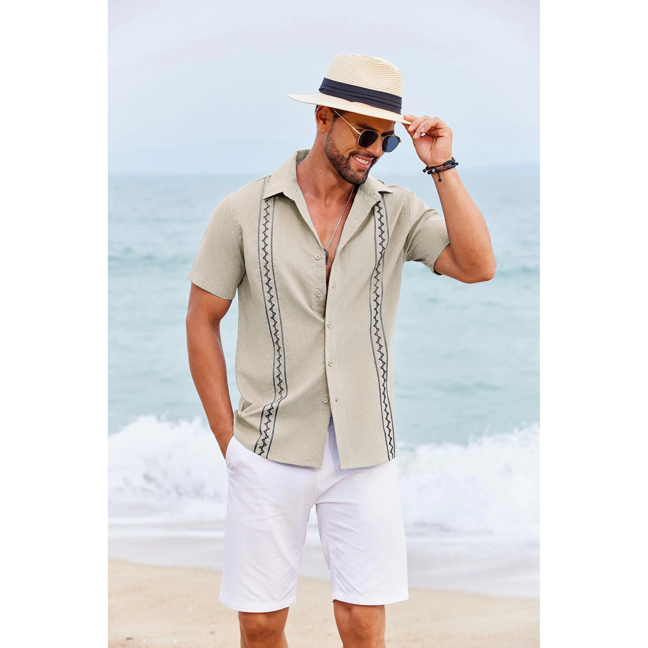 COOFANDY Men's Regular Fit Short Sleeve Camp Shirt