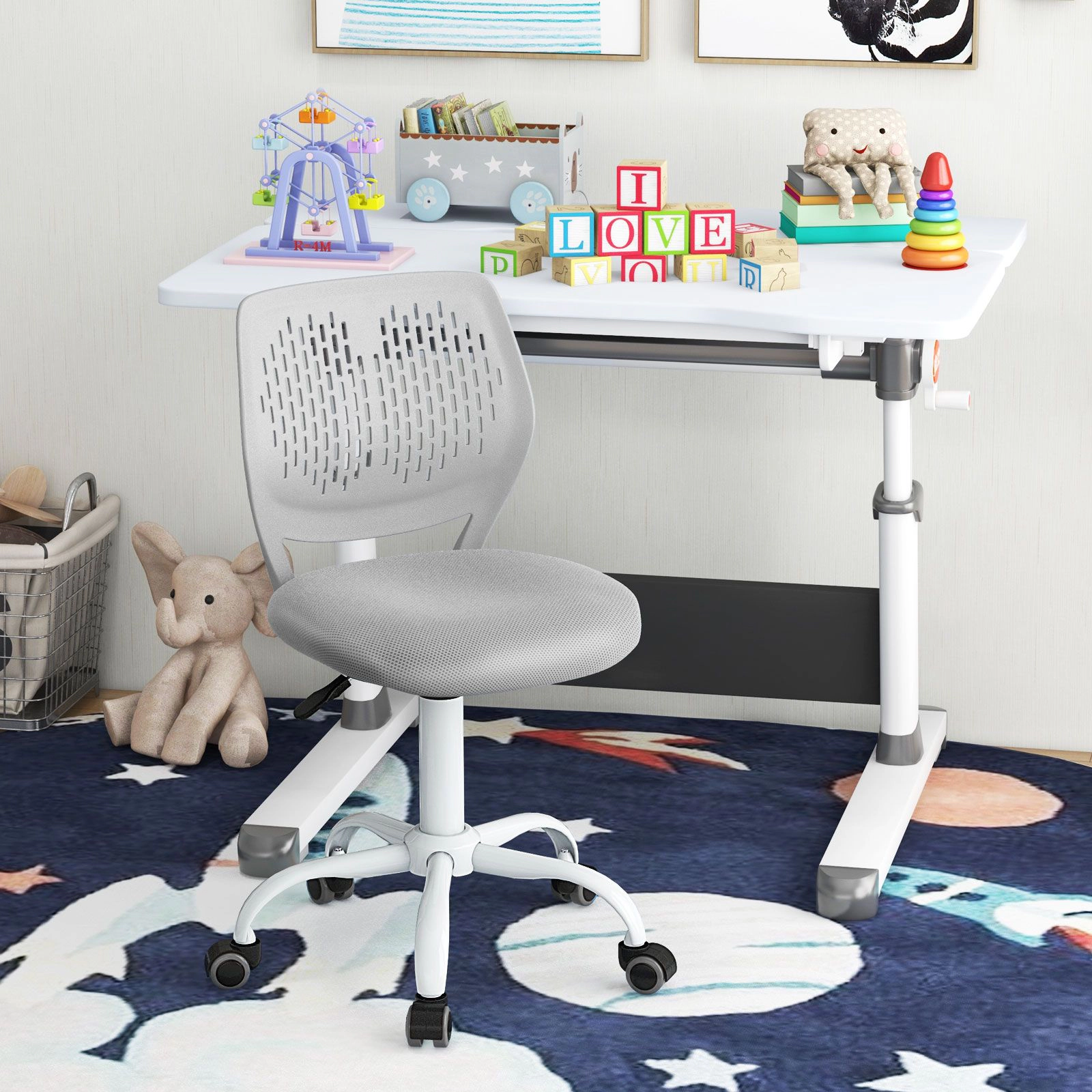 SlickBlue Children Swivel Task Chair with Rolling Casters and Seat