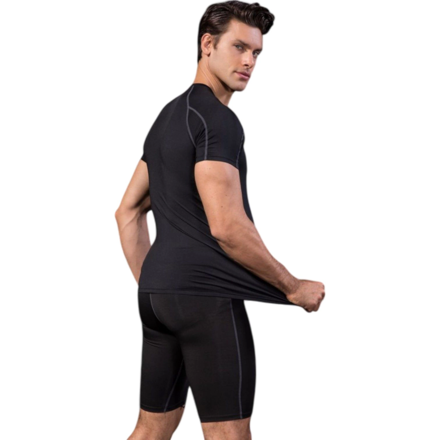 Anna-Kaci Men's Compression Short Sleeve Athletic T-Shirt with Moisture-Wicking Stretch Fabric for Training and Workouts