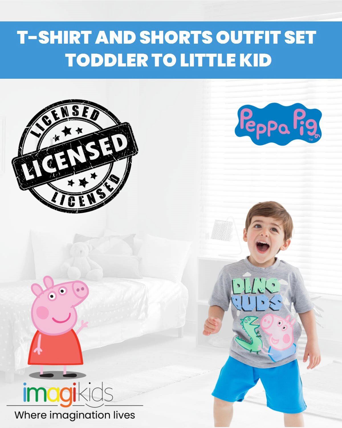 Peppa Pig George Pig Boys' Athletic 2-Piece T-Shirt and Shorts Set