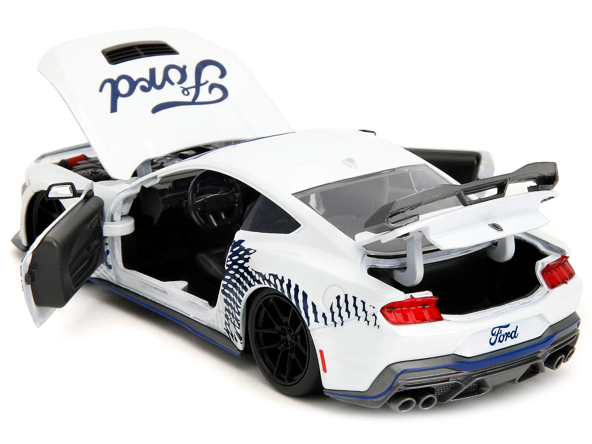 Jada 2024 Ford Mustang Dark Horse White with "Mustang Horse Graphics" "Bigtime Muscle" Series 1/24 Diecast