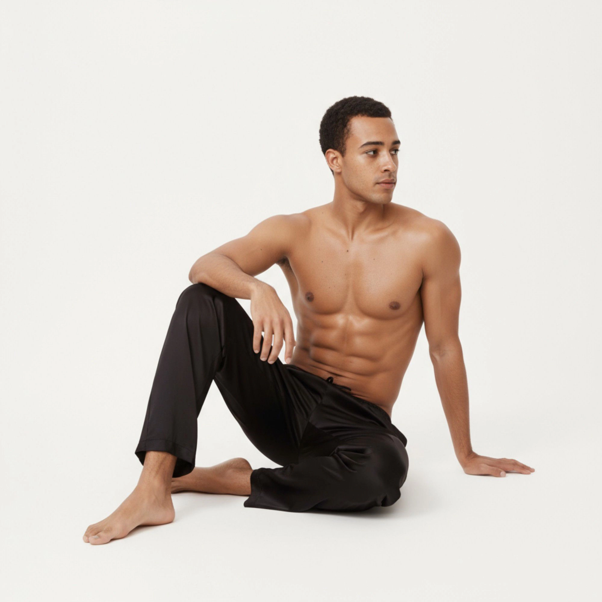 Anna-Kaci Men's Satin Lounge Pants with Elastic Waistband and Straight -Leg Fitted