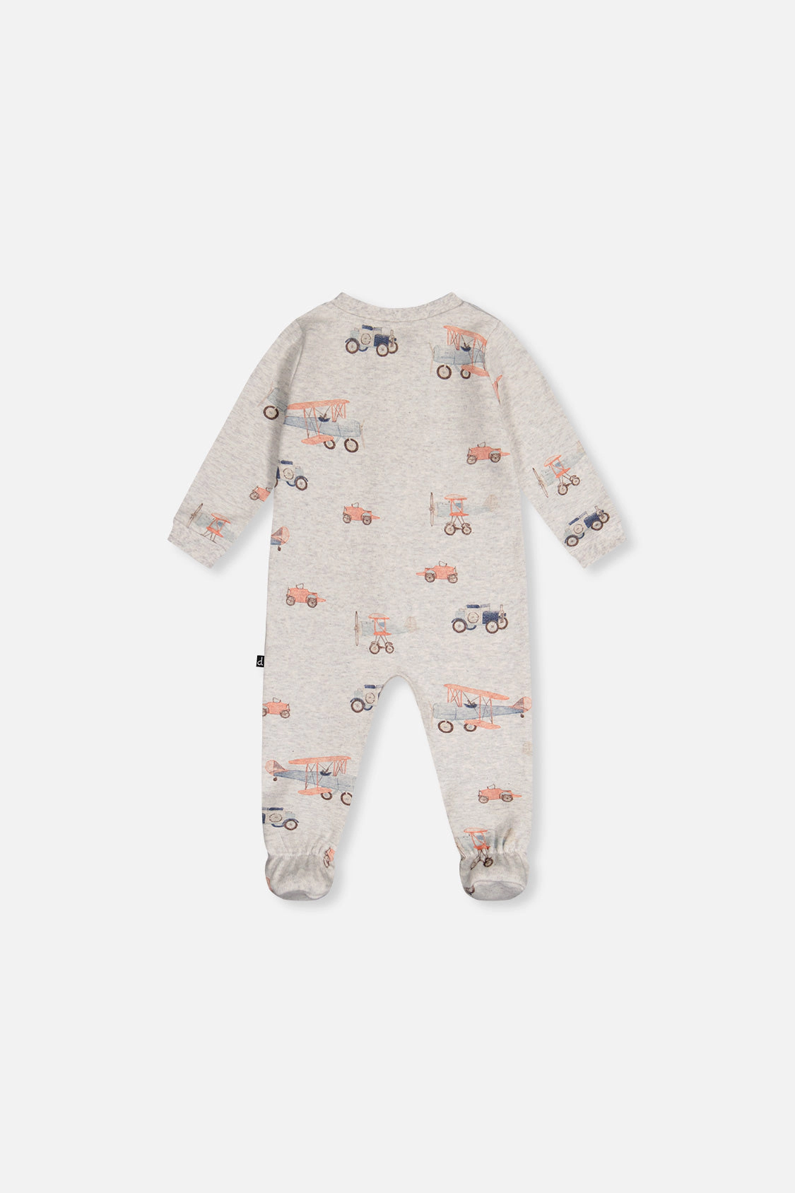 Deux par Boys Organic Cotton Airplane Print Front Zip Footed One Piece Pajama