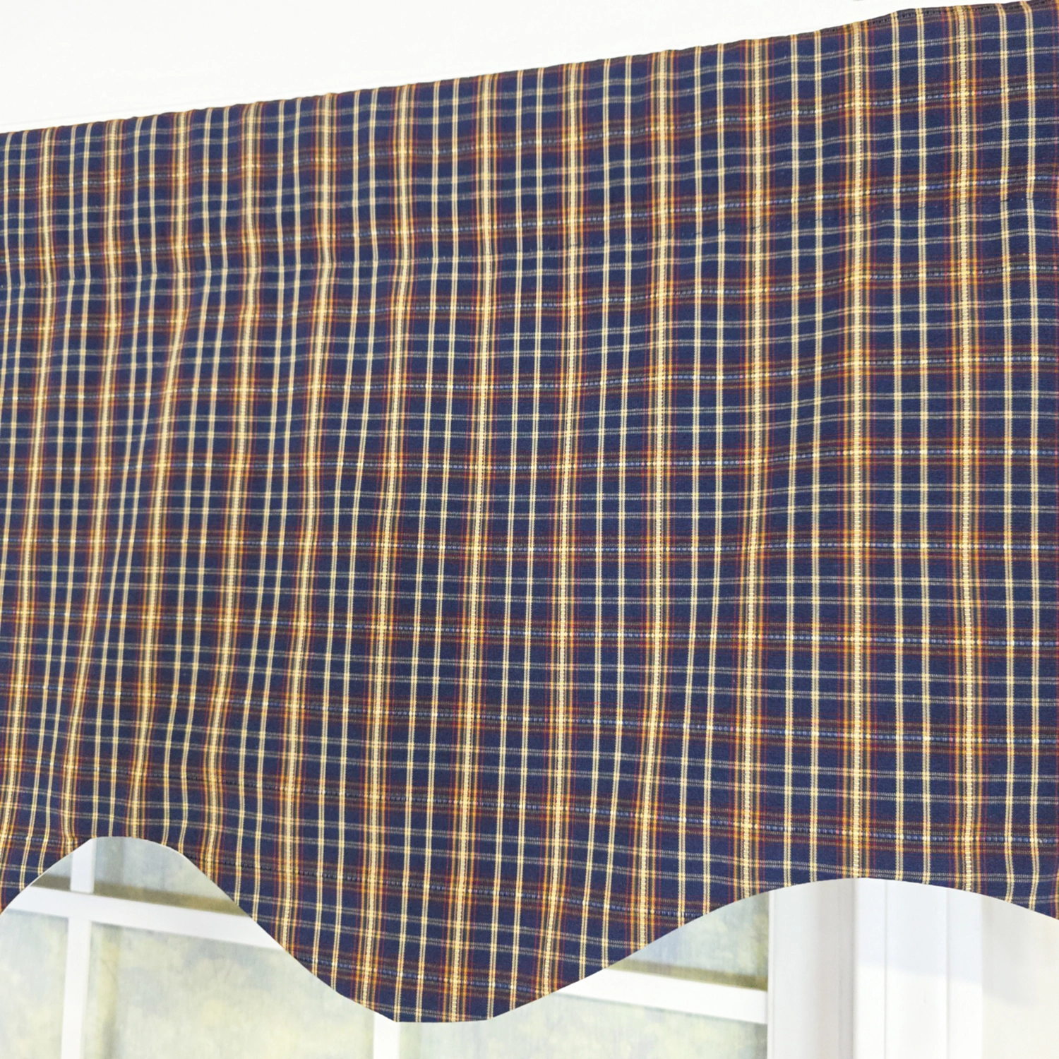 RLF Home 100% Cotton Palermo Regal  Fully lined Windows Rod Pocket Valance 50" x 17"  Navy