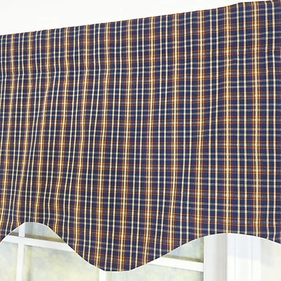 RLF Home 100% Cotton Palermo Regal  Fully lined Windows Rod Pocket Valance 50" x 17"  Navy