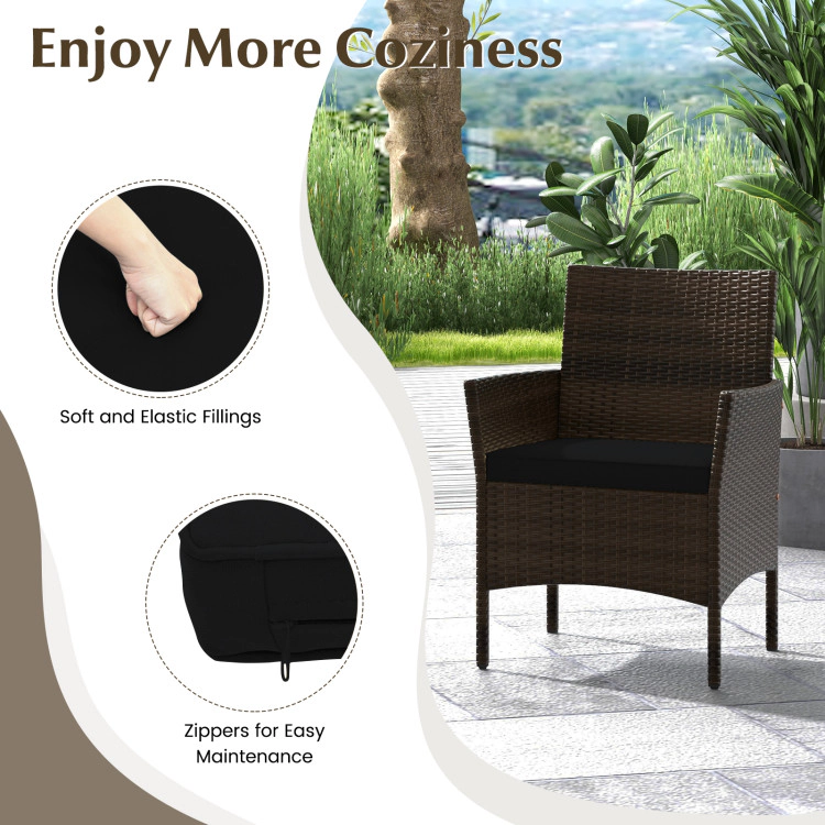 Hivvago 4 Piece Patio Rattan Conversation Set With Cozy Seat Cushions