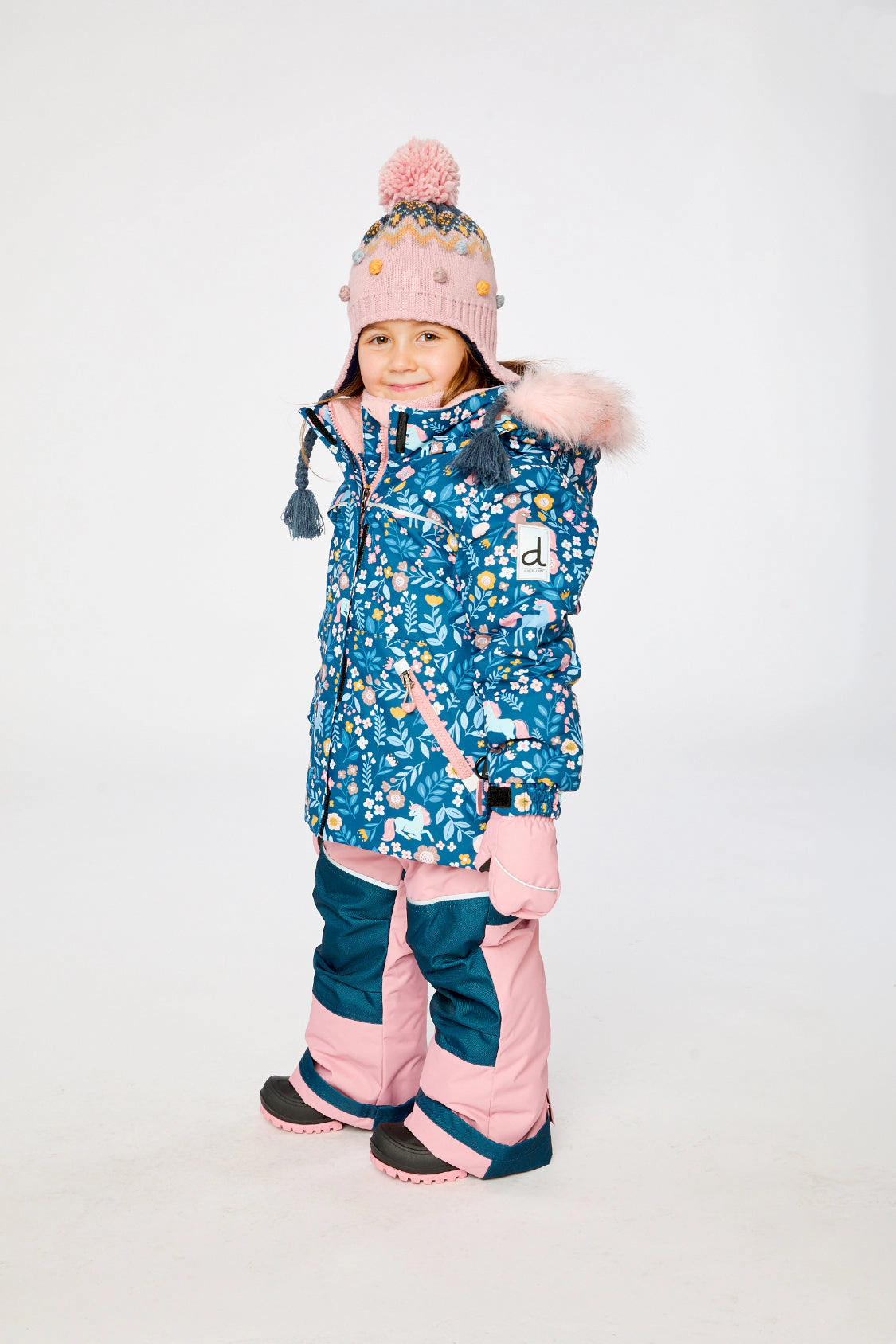 Deux par Girls Unicorn Print Two Piece Discover Snowsuit with Hooded Jacket and Snow Pants