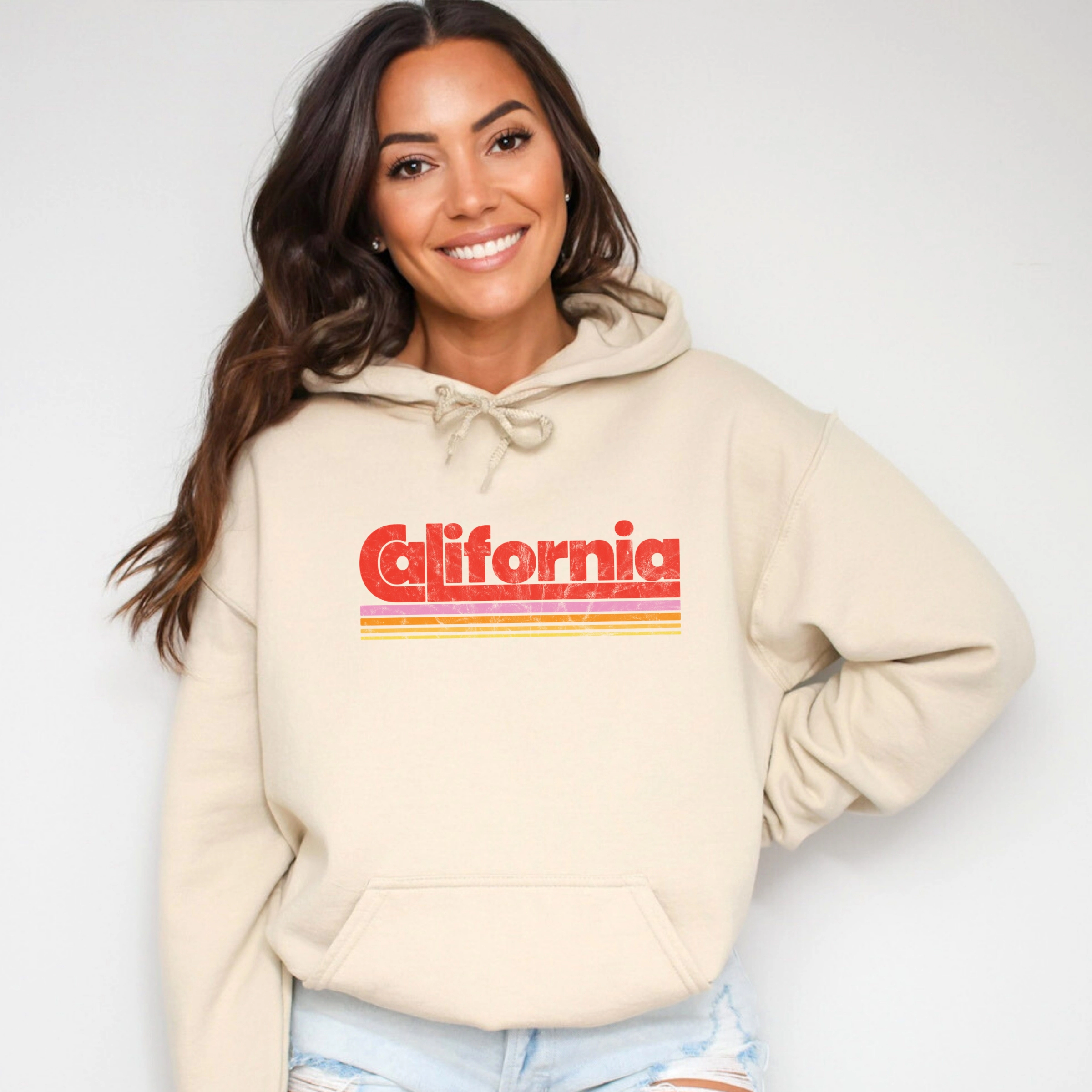 Simply Sage Market - Women's Graphic Hoodie California Retro Stripes