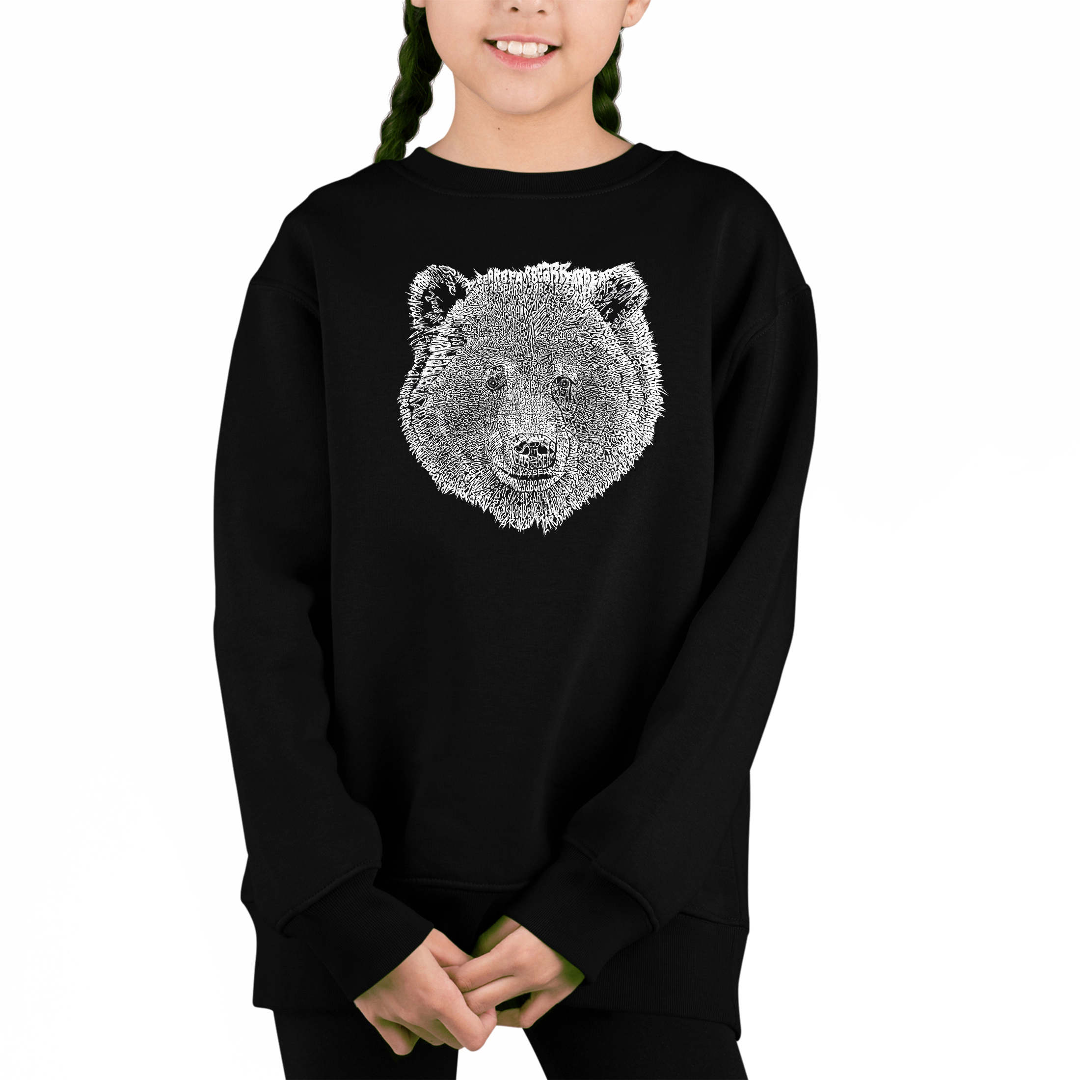 LA Pop Art Girl's Word Sweatshirt - Bear Face