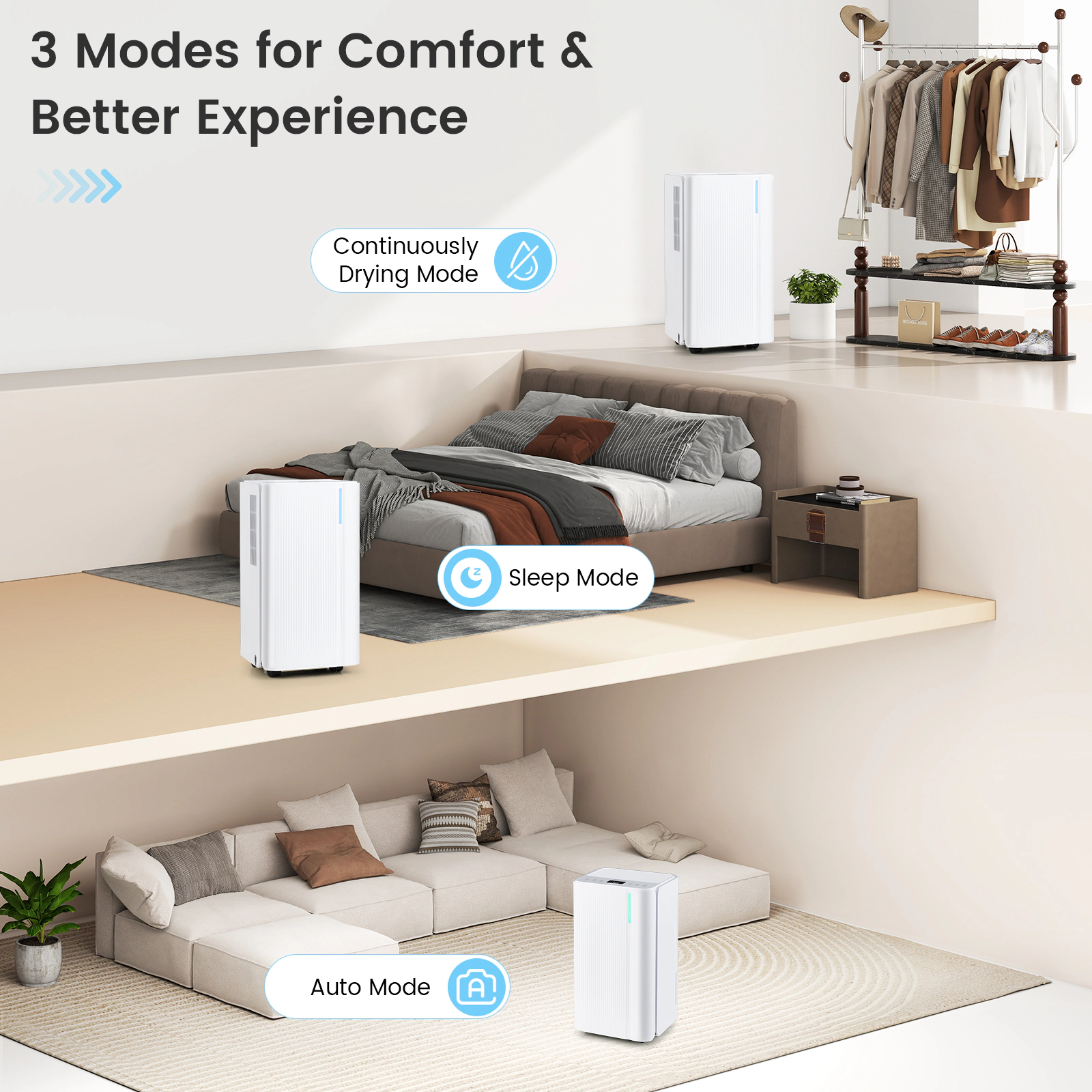 SlickBlue White 32 Pint Dehumidifier for 2000 Sq Ft with Smart LED Control