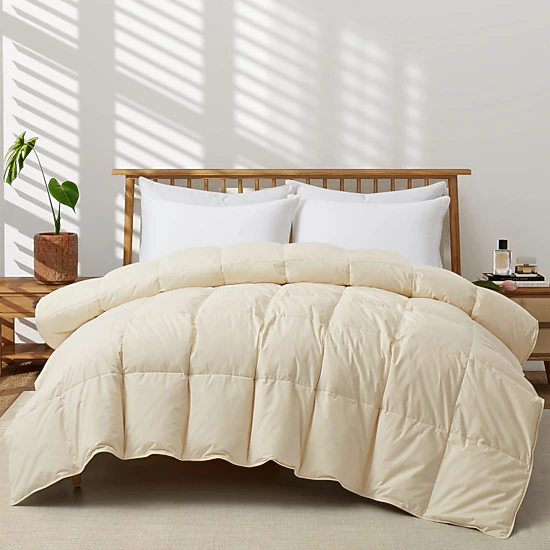 Unikome 300 TC Organic Cotton Goose Down Feather Fiber Comforter for Luxurious All Season Comfort
