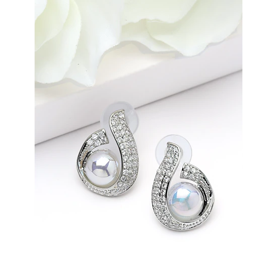 AGP PARIS Womens Swirl Opalescent Stone Stud Earrings