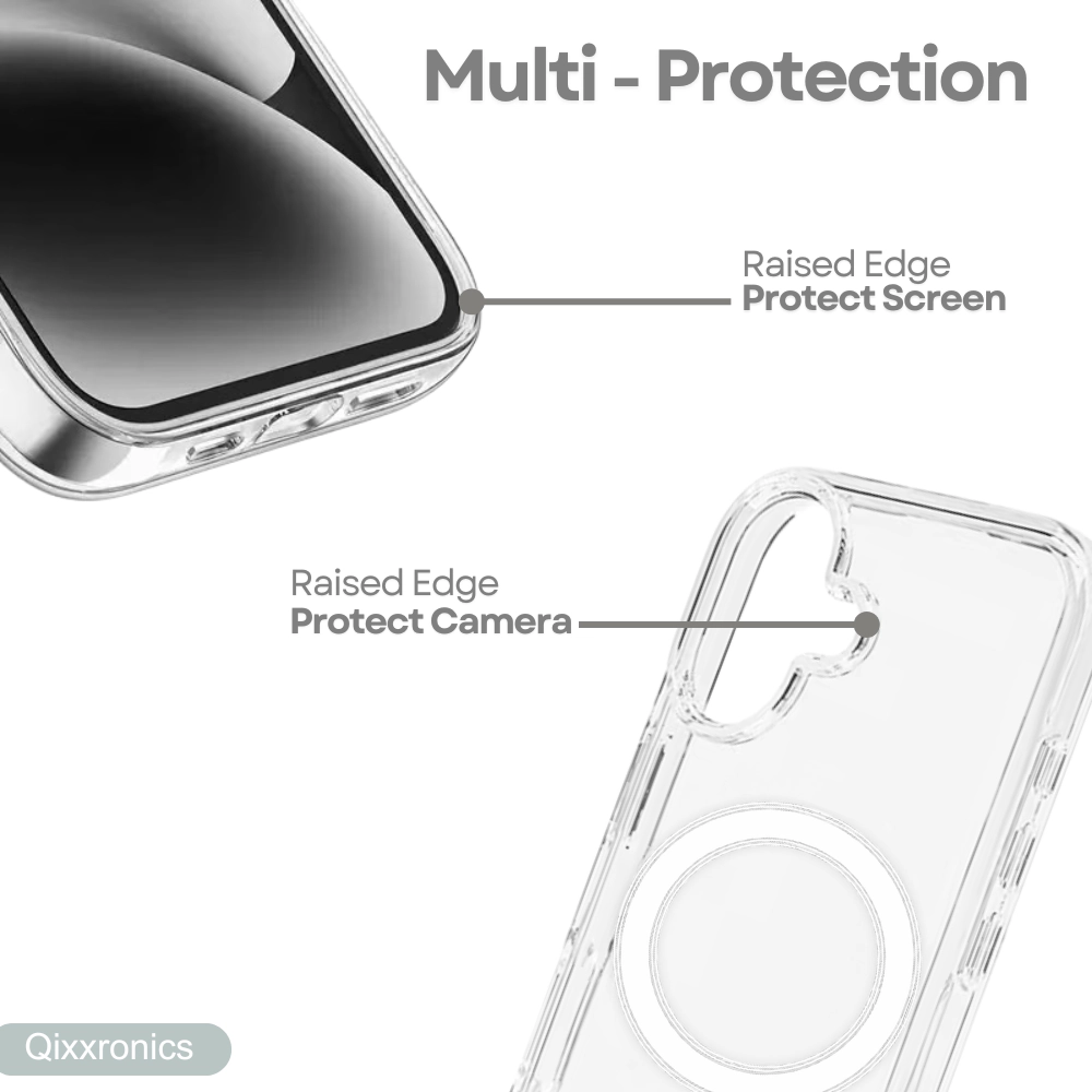 Qixxronics Magnetic Phone Cover for iPhone 16, Shockproof Magnetic Case Compatible with iPhone 16