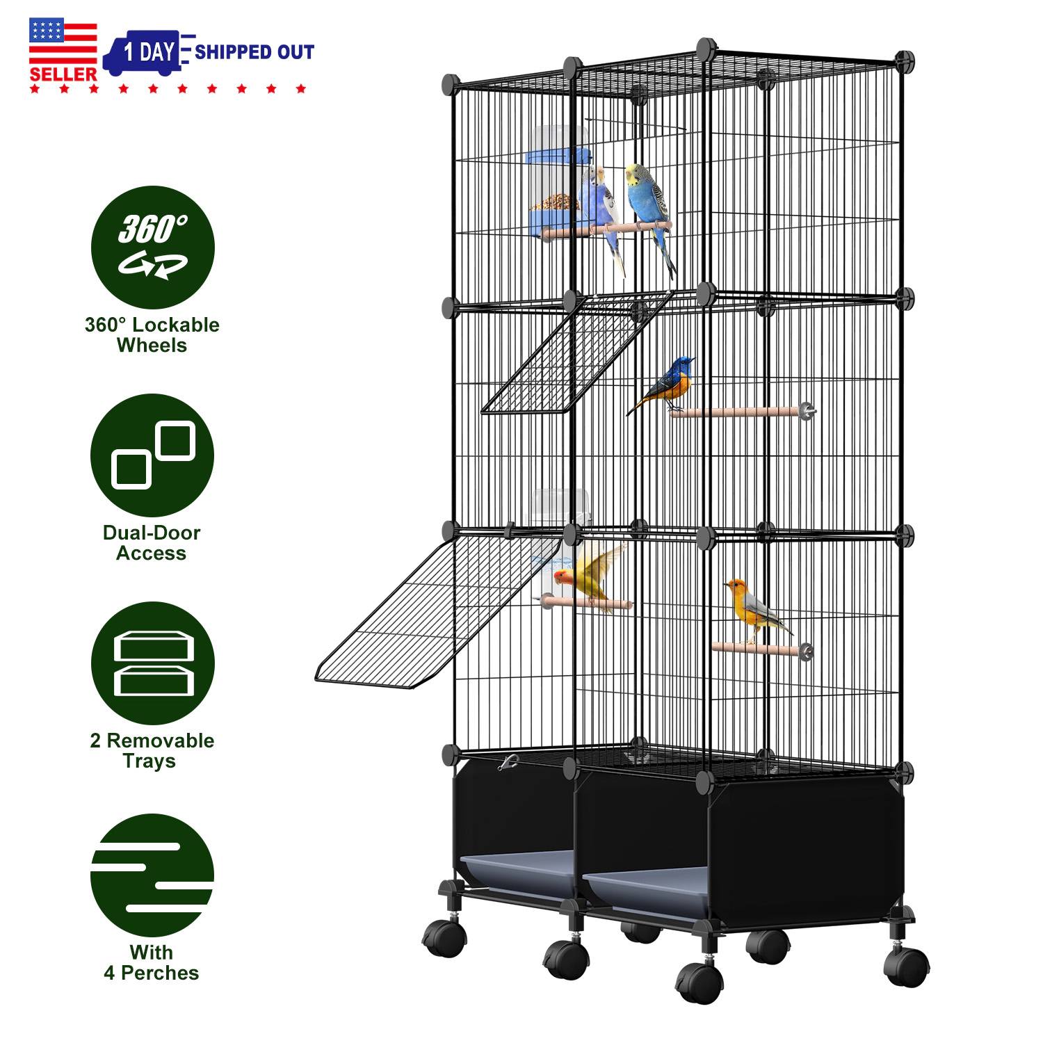 IMounTEK Unisex 46-Inch Rolling Bird Cage