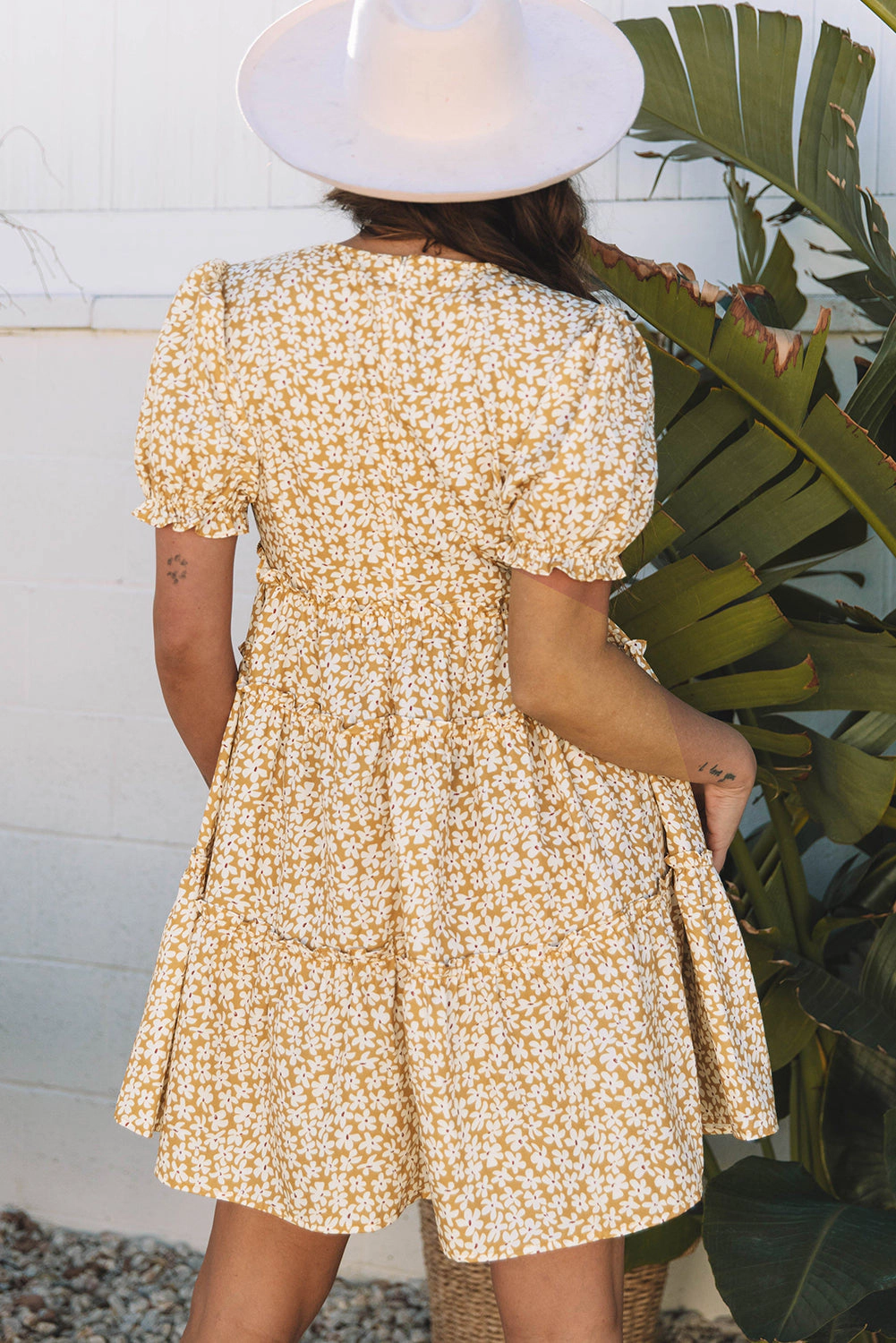 Threaded Pear Women's Charleigh Floral Short Sleeve Mini Dress
