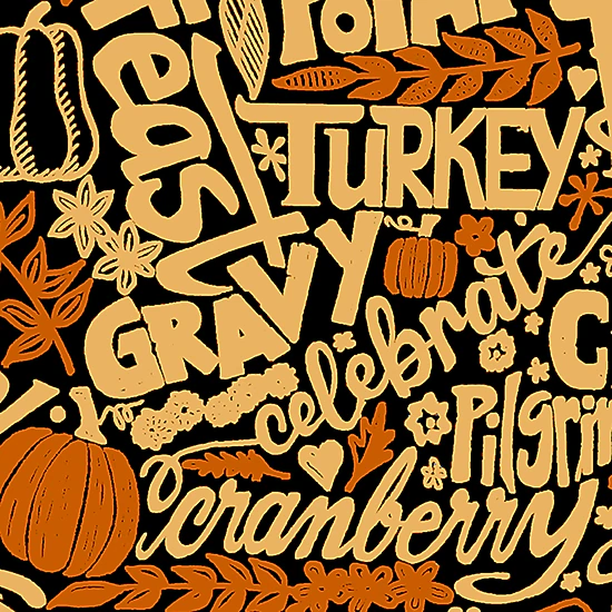 LA Pop Art Men's Thanksgiving Heart Word Art T-Shirt - 100% Cotton, Crew Neck, Short Sleeve