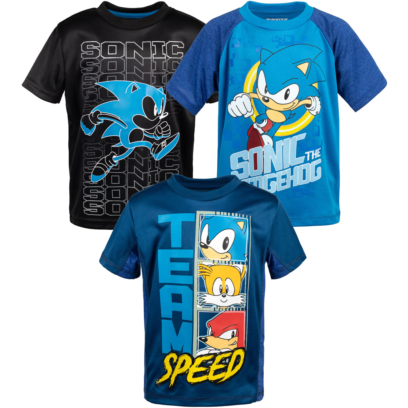 SEGA Sonic the Hedgehog Boys' 3-Pack Athletic T-Shirts