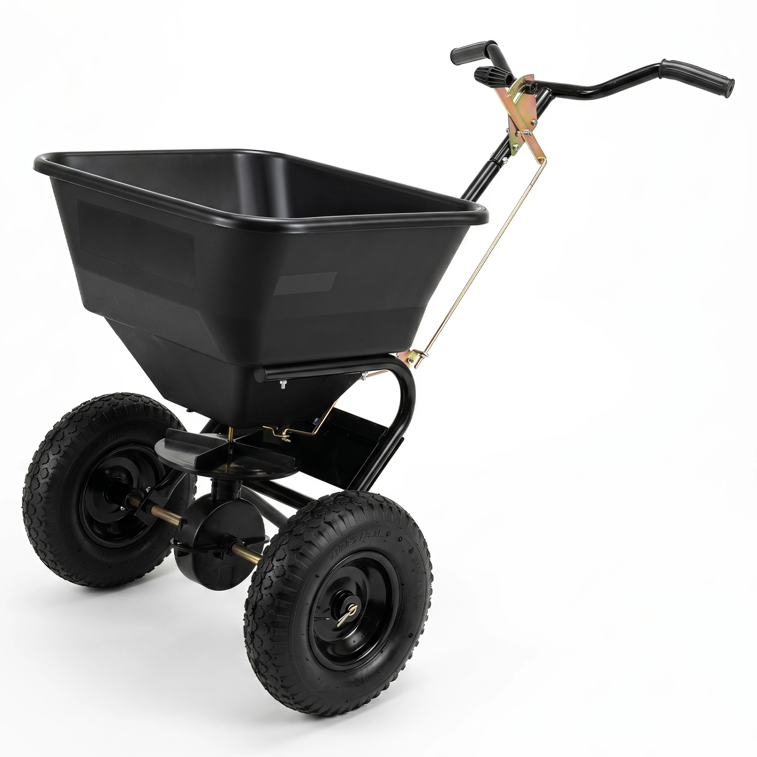 LJG 66 LBS Walk-Behind Broadcast Spreader with 13 Inch All-Terrain Tires