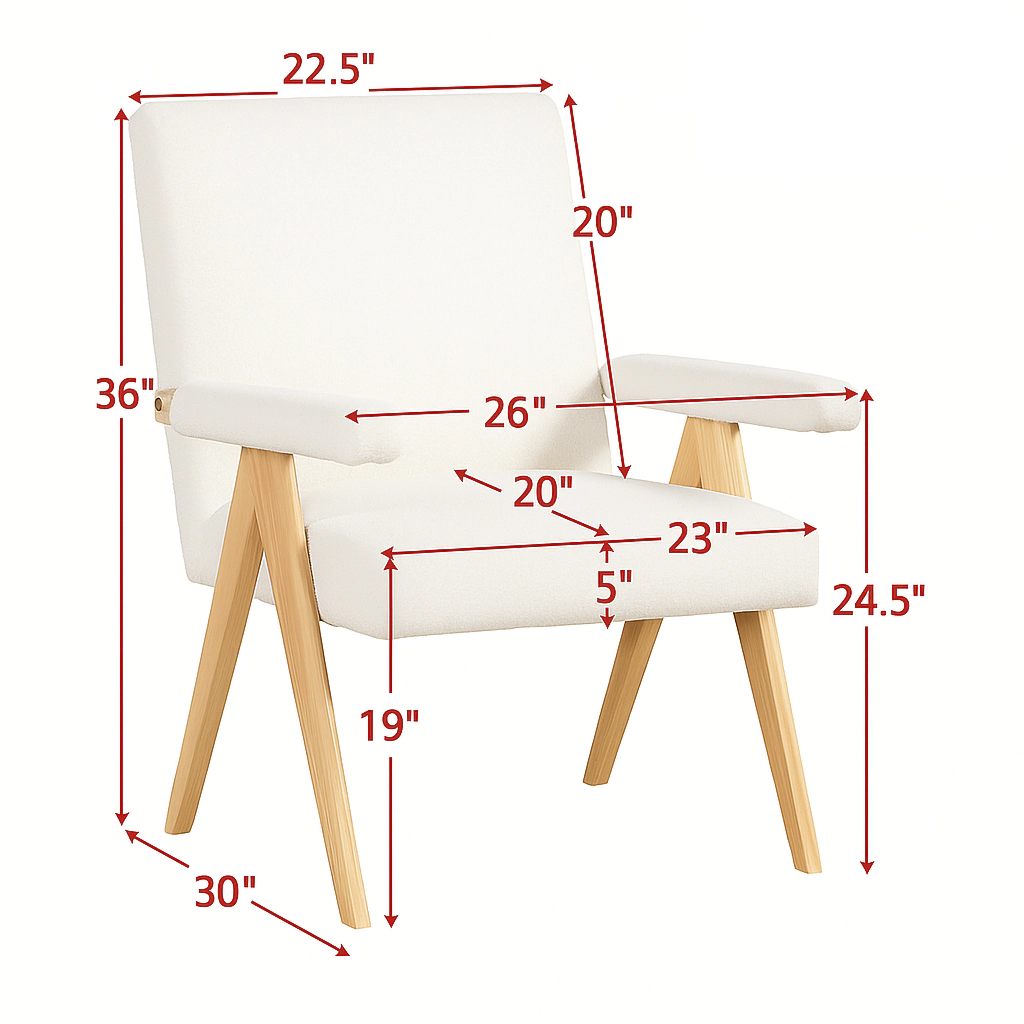 Hivvago Wooden Frame Lounge Chair with Soft Arm Padding