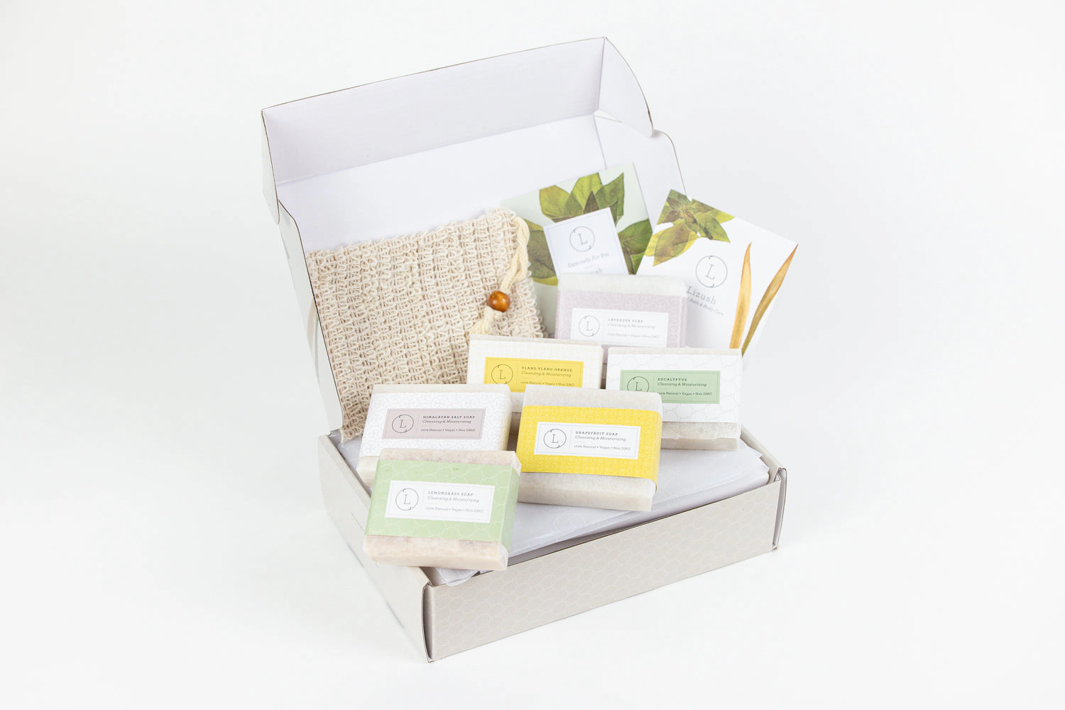 Lizush  6-Piece Handmade Cold-Process Natural Soap Gift Set - Assorted 4 oz Bars