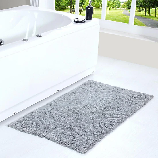 Knightsbridge Beautiful Circle Design Premium Quality Year Round Cotton With Non Skid Back Bath Rug