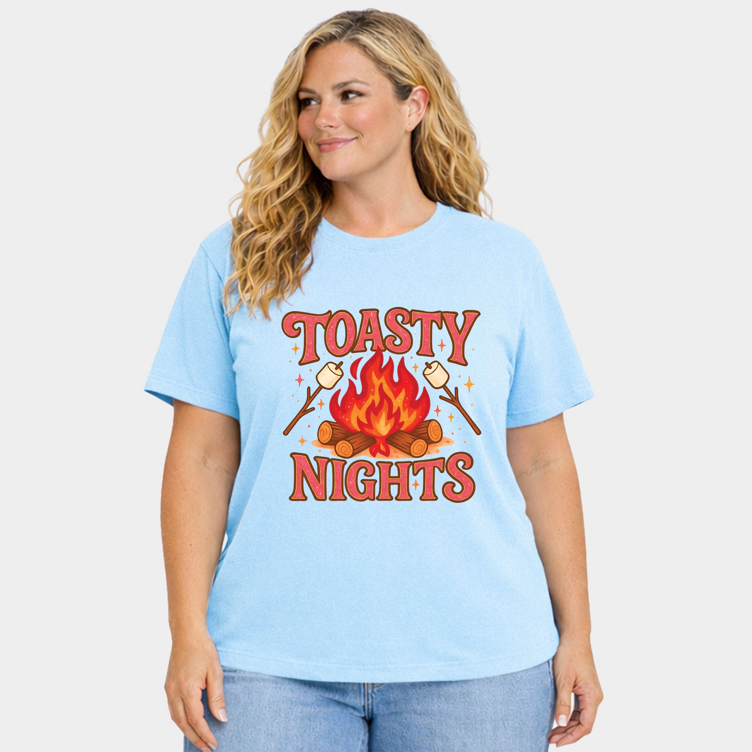 Simply Sage Market - Toasty Nights Marshmallow Women's Plus Sized Garment Dyed Graphic T-Shirt